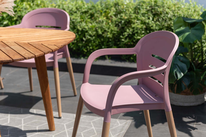Lifestyle Garden Onyx 6-seater 190x90cm Rect Garden Dining Set – Social Plastic® Peony Pink