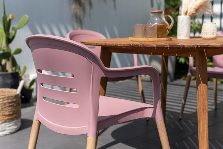 Lifestyle Garden Onyx 4-seater 115cm Square Garden Dining Set – Social Plastic® Peony Pink