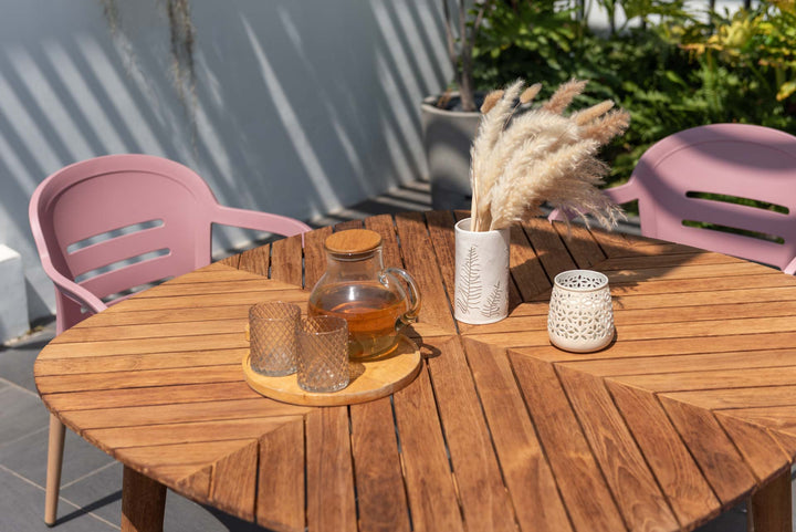 Lifestyle Garden Onyx 4-seater 115cm Square Garden Dining Set – Social Plastic® Peony Pink