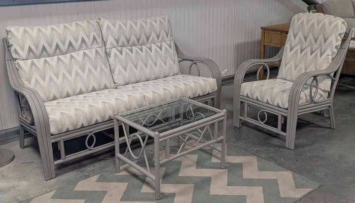 Madrid Cane Suite in Grey Wash by Desser | EX DISPLAY | KENT ONLY DELIVERY