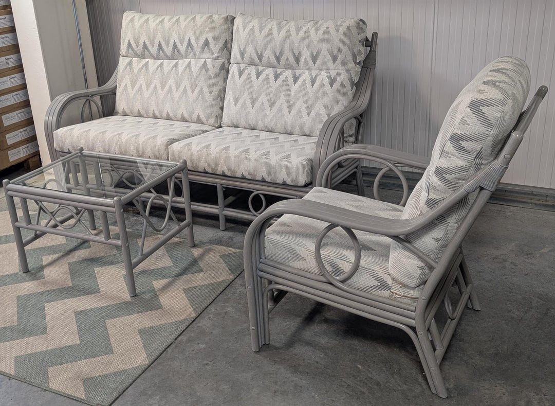 Madrid Cane Suite in Grey Wash by Desser | EX DISPLAY | KENT ONLY DELIVERY