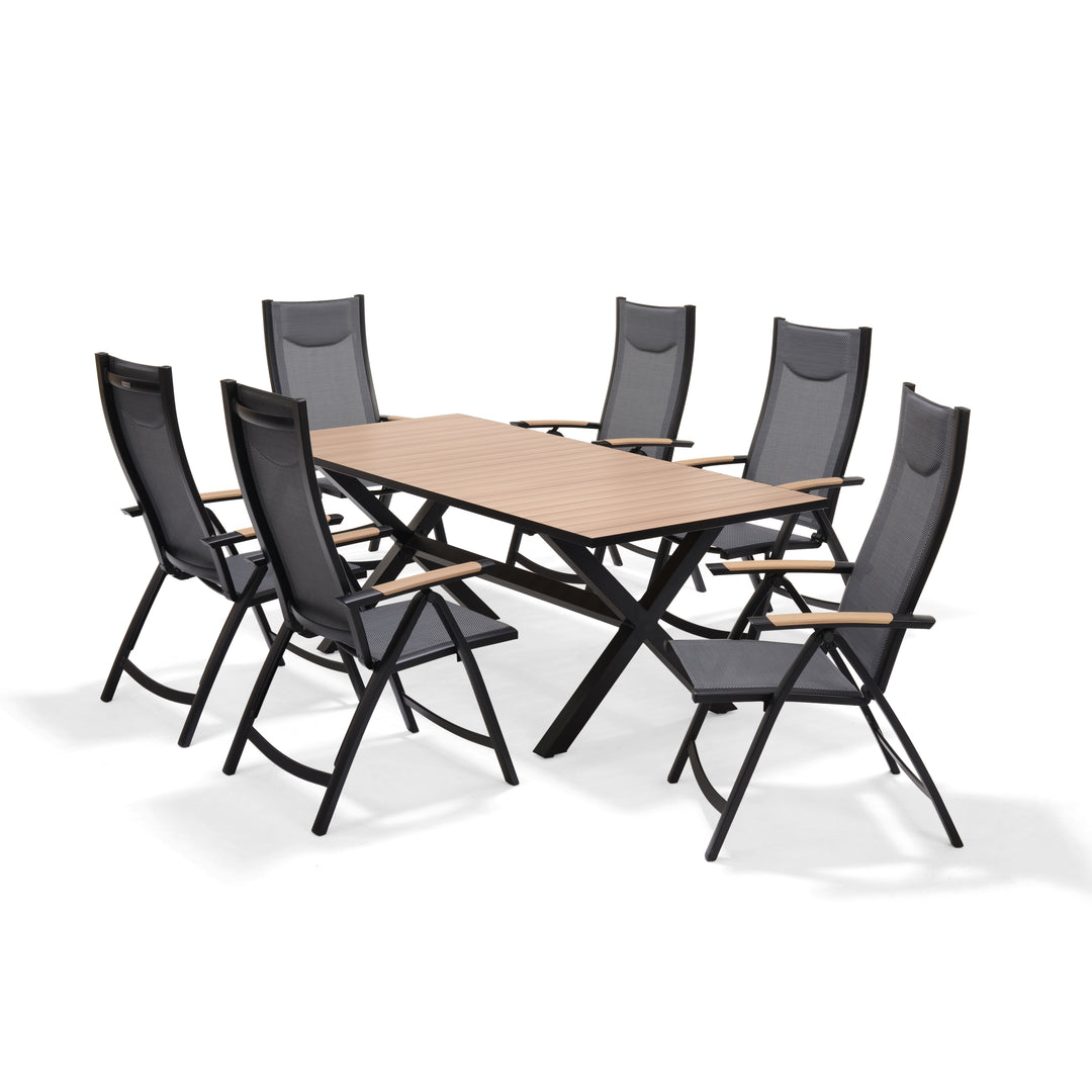 Lifestyle Garden Panama Dark 6 Seat Large Reclining Dining Set