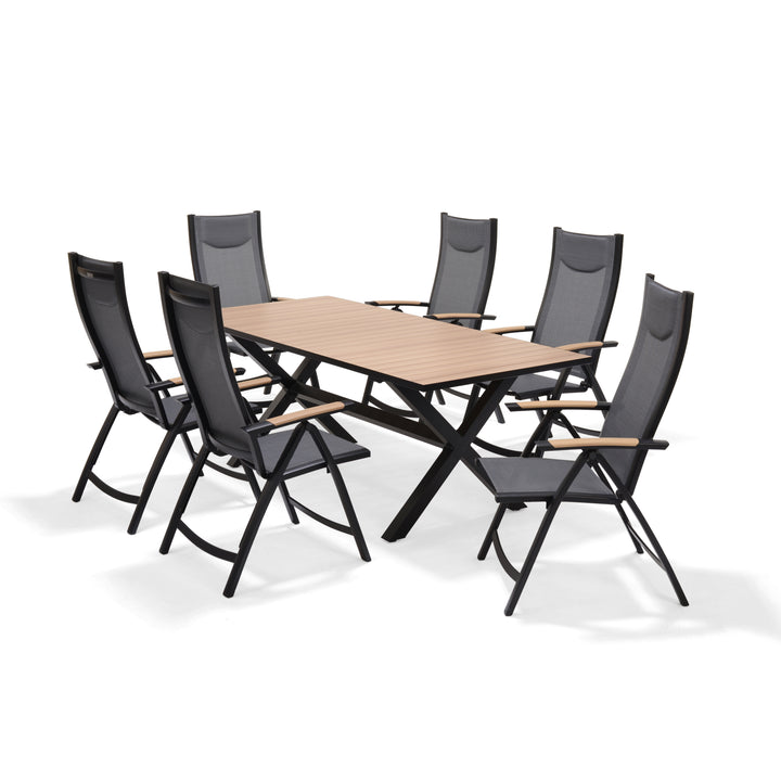 Lifestyle Garden Panama Dark 6 Seat Large Reclining Dining Set