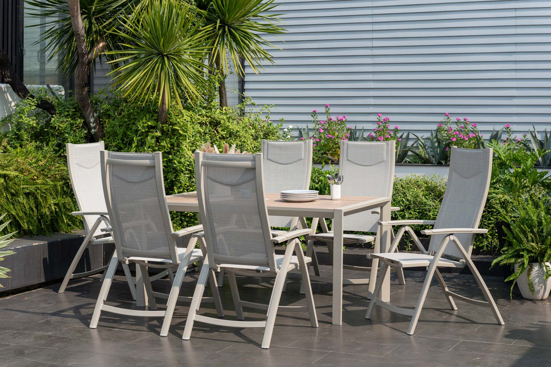 Lifestyle Garden Urbanite Light Deluxe High Back Reclining 6 Seat Dining Set