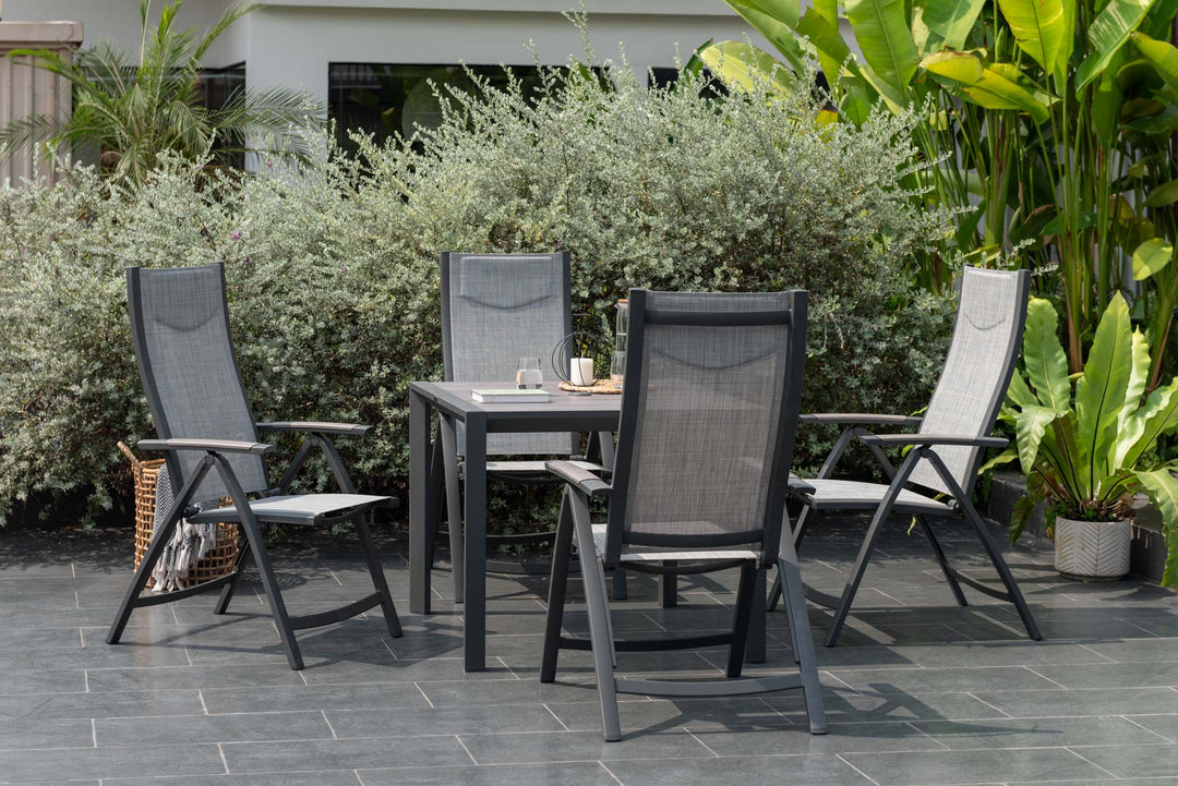 Lifestyle Garden Urbanite Dark Deluxe High Back Reclining 4 Seat Dining Set