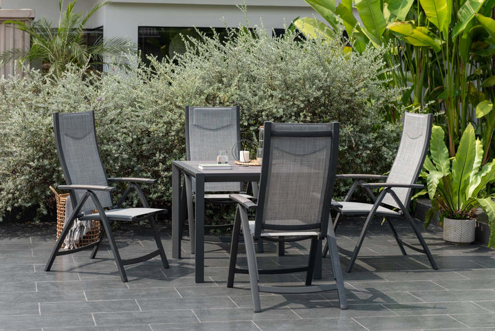 Lifestyle Garden Urbanite Dark Deluxe High Back Reclining 4 Seat Dining Set
