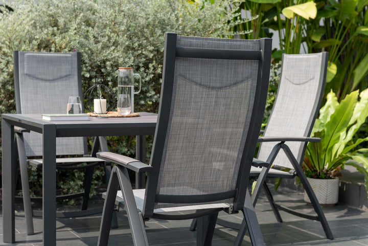 Lifestyle Garden Urbanite Dark Deluxe High Back Reclining 4 Seat Dining Set