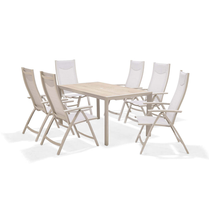 Lifestyle Garden Urbanite Light Deluxe High Back Reclining 6 Seat Dining Set