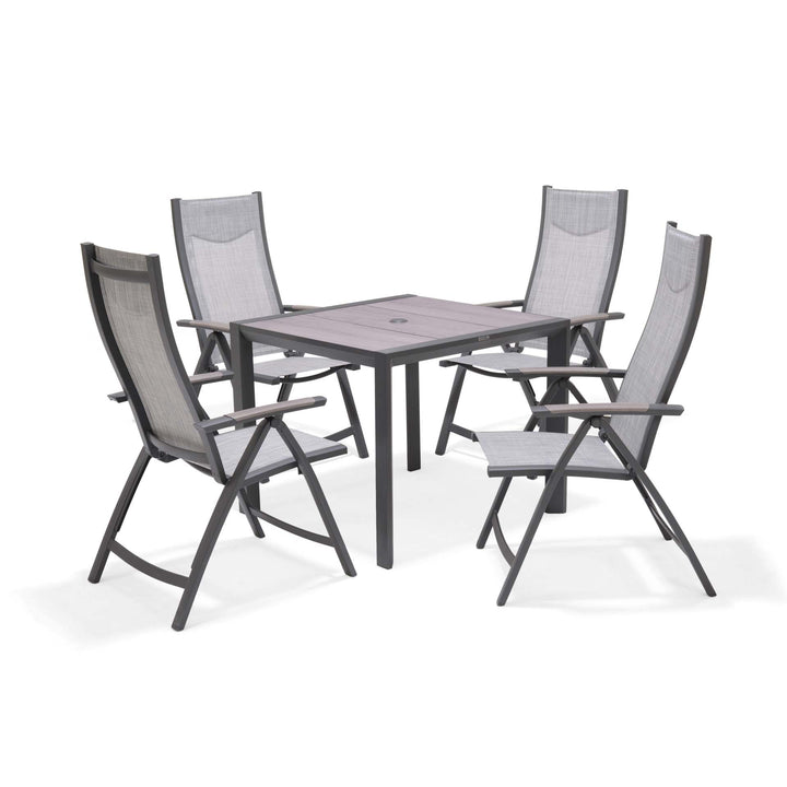 Lifestyle Garden Urbanite Dark Deluxe High Back Reclining 4 Seat Dining Set