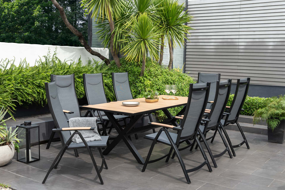 Lifestyle Garden Panama Dark 8 Seat Reclining Dining Set