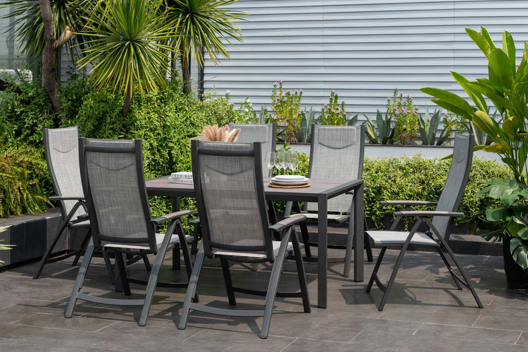 Lifestyle Garden Urbanite Dark Deluxe High Back Reclining 6 Seat Dining Set