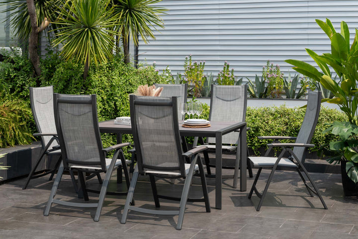 Lifestyle Garden Urbanite Dark Deluxe High Back Reclining 6 Seat Dining Set