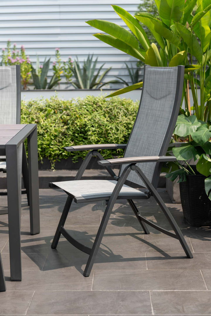 Lifestyle Garden Urbanite Dark Deluxe High Back Reclining 6 Seat Dining Set