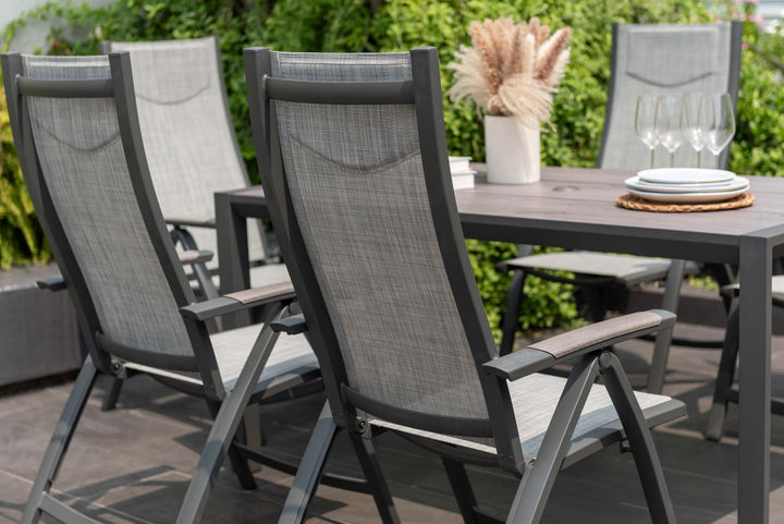 Lifestyle Garden Urbanite Dark Deluxe High Back Reclining 6 Seat Dining Set