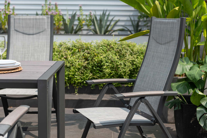 Lifestyle Garden Urbanite Dark Deluxe High Back Reclining 6 Seat Dining Set
