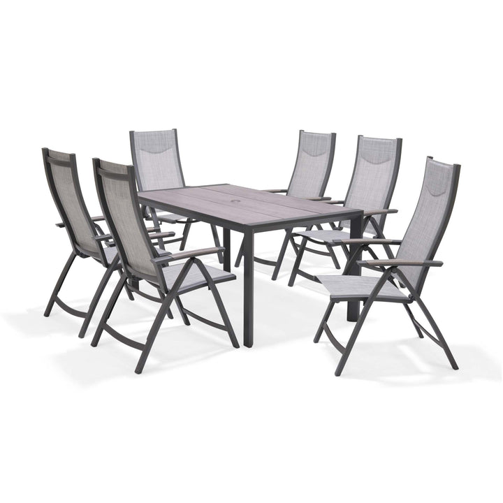 Lifestyle Garden Urbanite Dark Deluxe High Back Reclining 6 Seat Dining Set