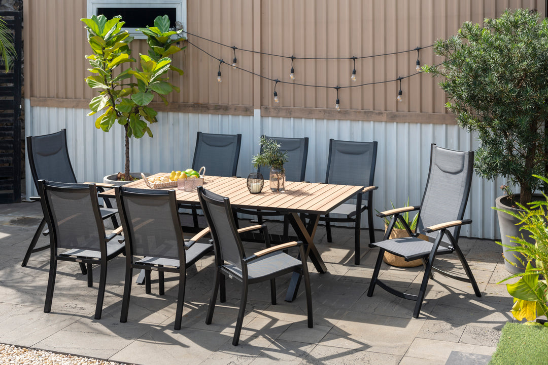 Lifestyle Garden Panama Dark 8 Seat Mixed Rectangular Dining Set