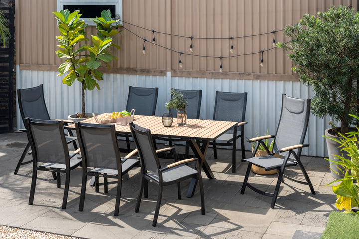 Lifestyle Garden Panama Dark 8 Seat Mixed Rectangular Dining Set