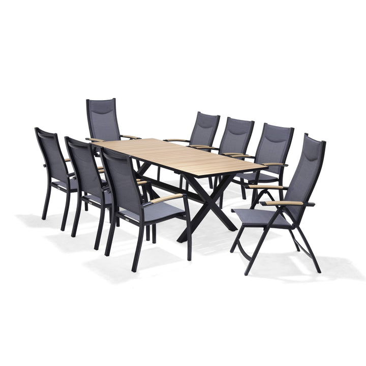 Lifestyle Garden Panama Dark 8 Seat Mixed Rectangular Dining Set