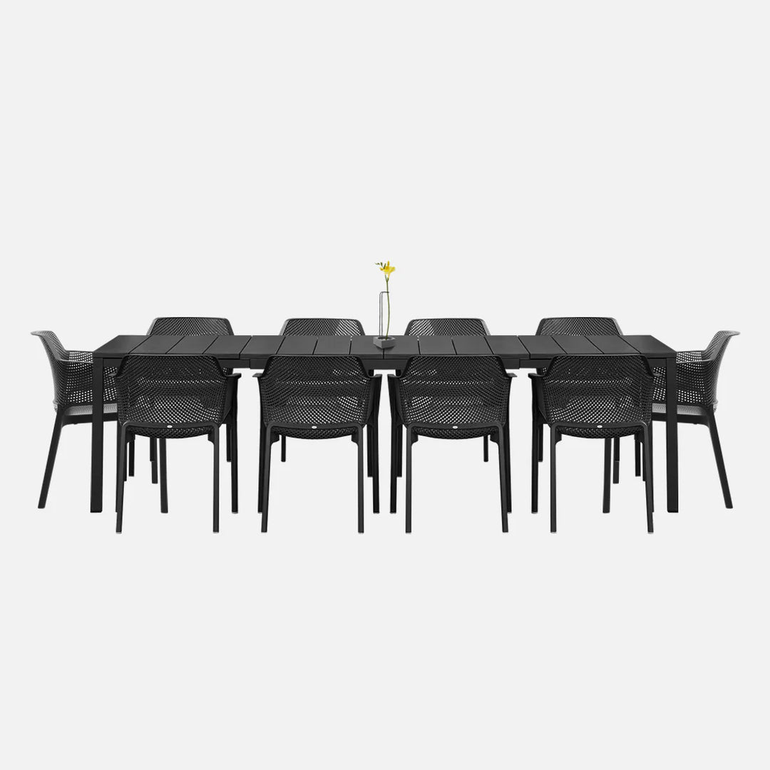 Rio Extendable 10 Seater Dining Set with Net Chairs - Anthracite