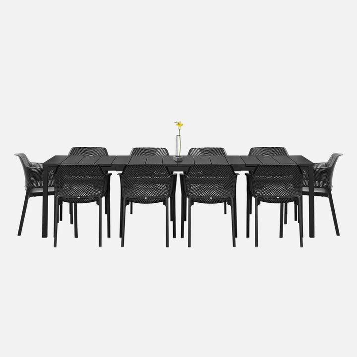 Rio Extendable 10 Seater Dining Set with Net Chairs - Anthracite