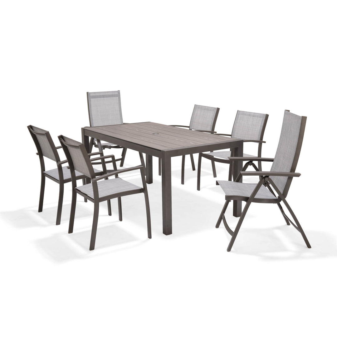 Lifestyle Garden Solana 6 Seater Aluminium Dining Set with 2 Multi Position Chairs