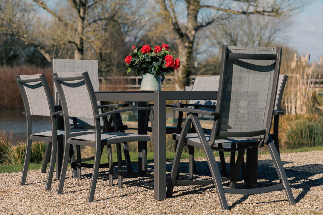 Lifestyle Garden Solana 6 Seater Aluminium Dining Set with 2 Multi Position Chairs