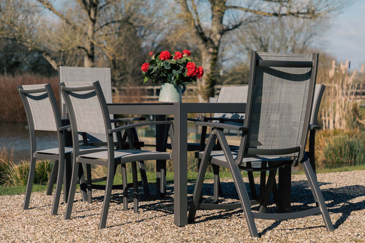 Lifestyle Garden Solana 6 Seater Aluminium Dining Set with 2 Multi Position Chairs