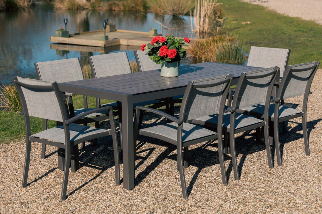 Lifestyle Garden Solana 8 Seater Aluminium Dining Set with Stacking Chairs