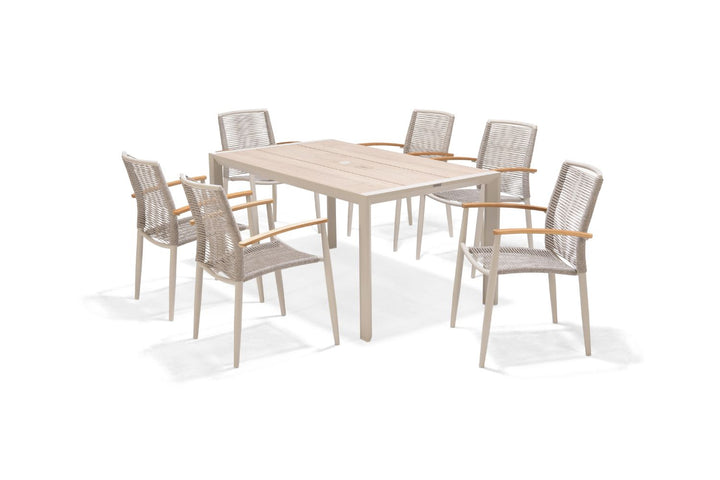 Lifestyle Garden Topaz-Urbanite Light 6 Seat Dining Set with Rope Chairs
