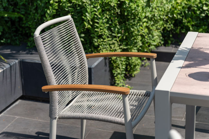 Lifestyle Garden Topaz-Urbanite Light 4 Seat Dining Set with Rope Chairs