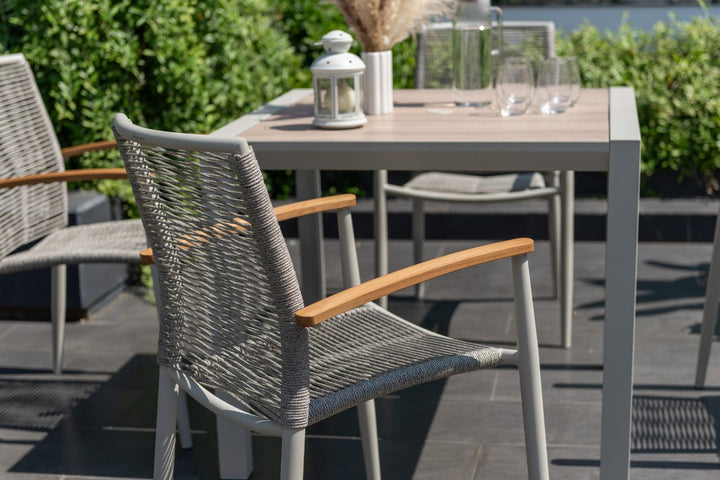 Lifestyle Garden Topaz-Urbanite Light 4 Seat Dining Set with Rope Chairs