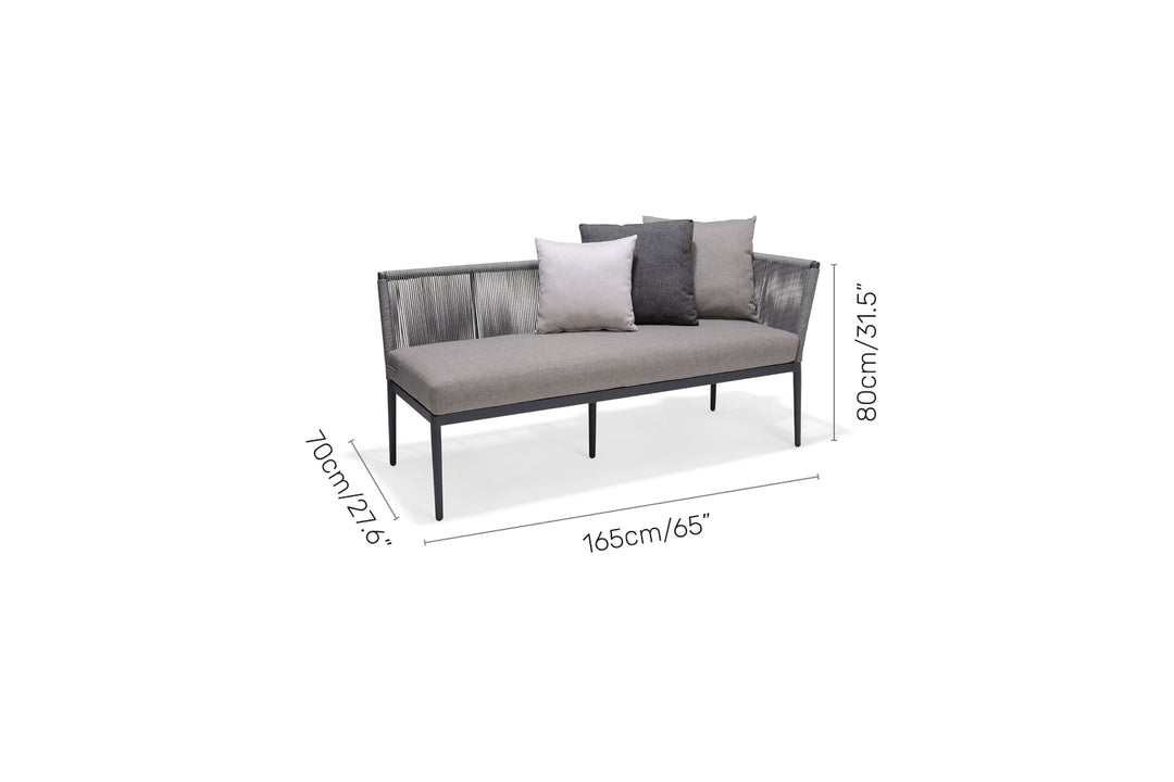 Lifestyle Garden Topaz Dark Corner Casual Dining Set with Rope Chairs