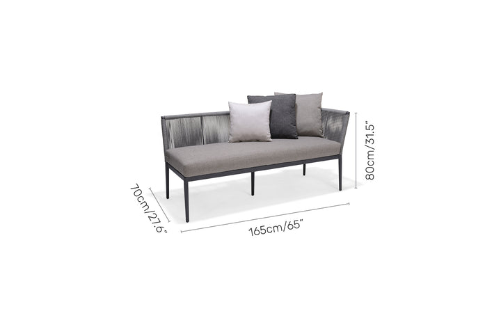 Lifestyle Garden Topaz Dark Corner Casual Dining Set with Rope Chairs