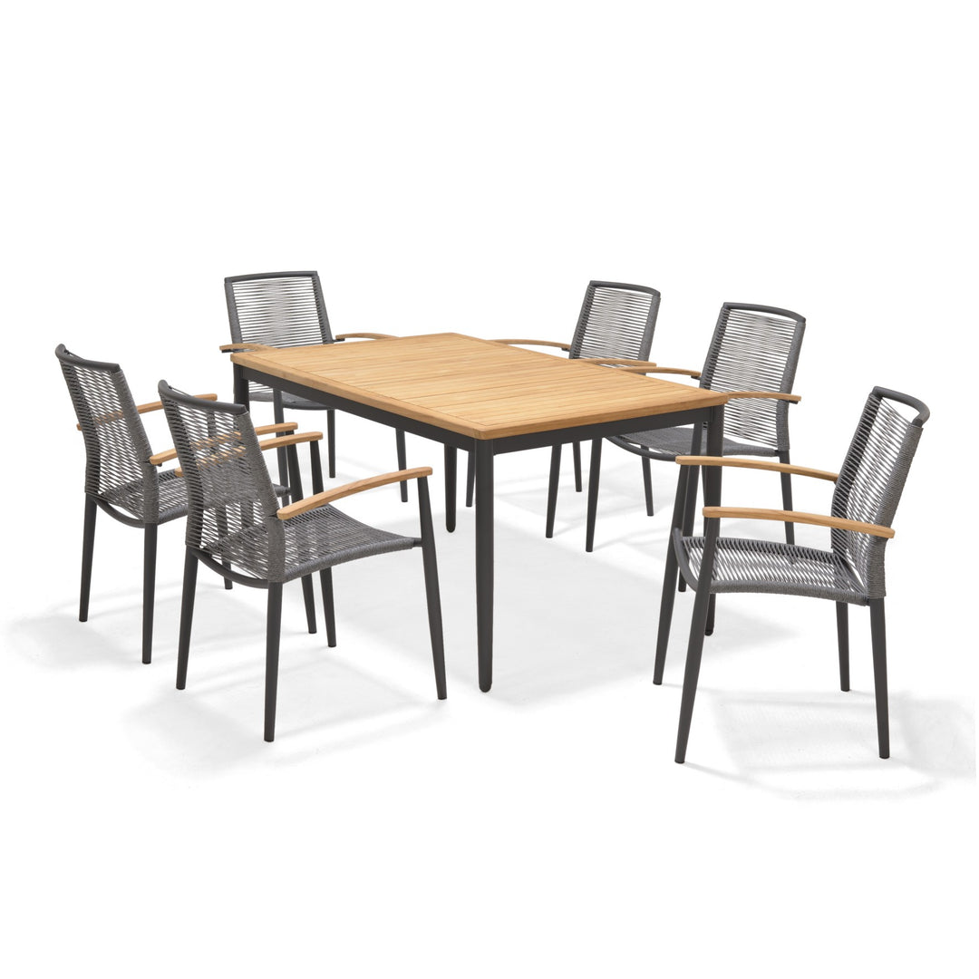 Lifestyle Garden Topaz Dark 6 Seat Rope 144cm Dining Set