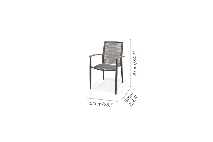 Lifestyle Garden Topaz Dark Corner Casual Dining Set with Rope Chairs