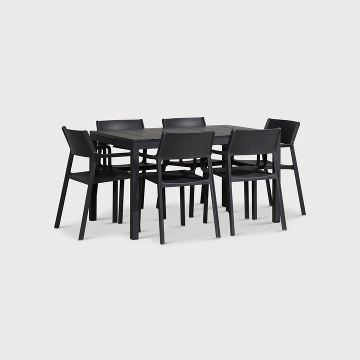 Rio 6 Seat Dining Set Extendable Table with Trill Chairs - Anthracite