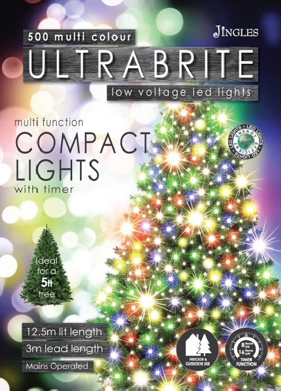 500 Multicolour Ultrabrite LED Christmas Compact String Lights (12.5m Lit Length)