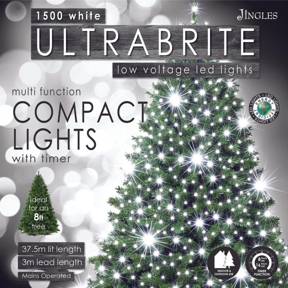 1500 Cool White Ultrabrite LED Christmas Compact String Lights (37.5m Lit Length)