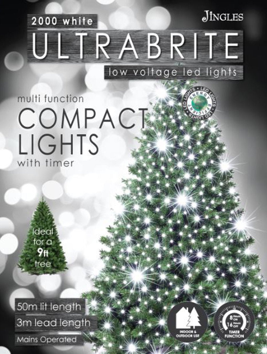 2000 Cool White Ultrabrite LED Christmas Compact String Lights (50m Lit Length)