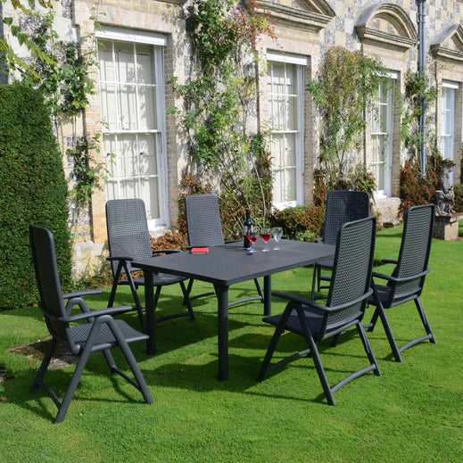 Libeccio 6 Seat Dining Extending Table  with Multi Position Chairs – Anthracite