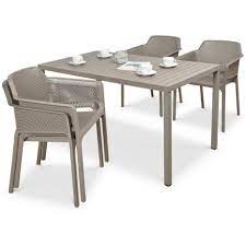 Cube 4 Seat Dining Set with Net Armchairs - Turtle Dove by Nardi