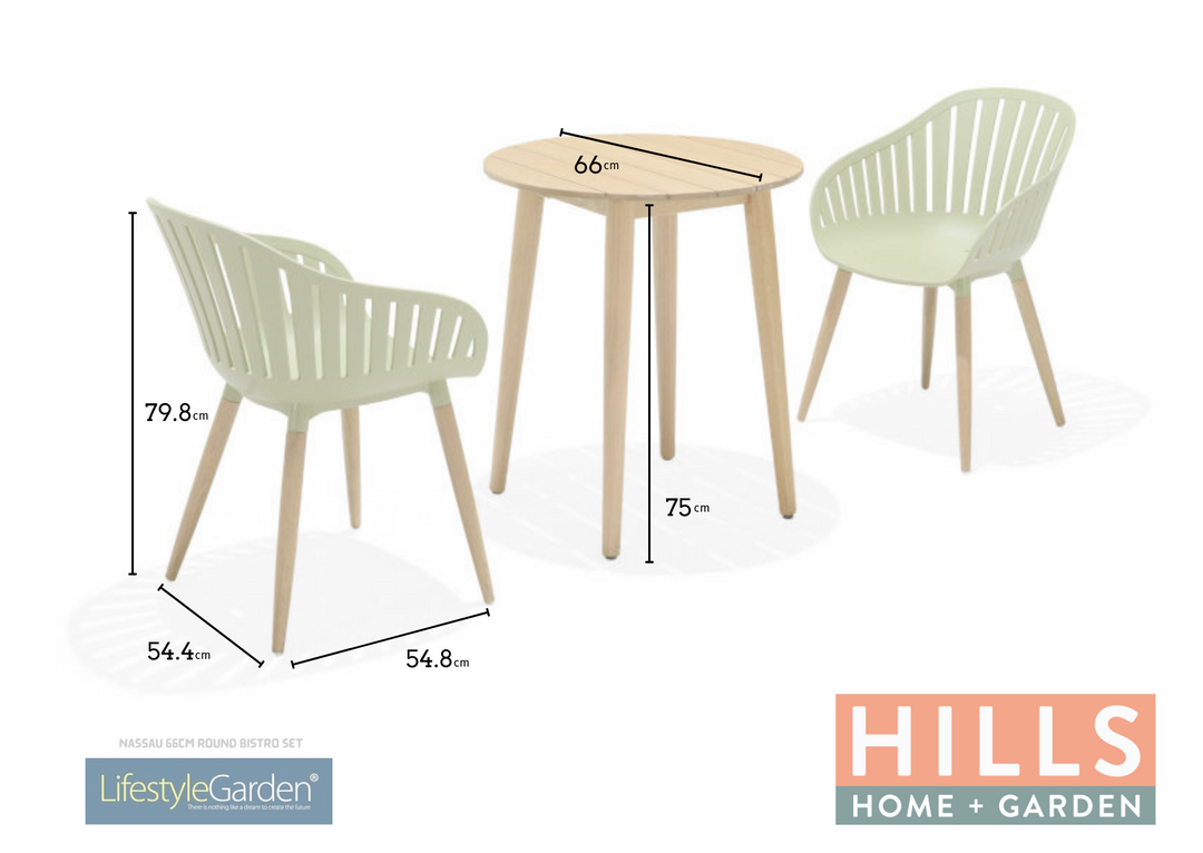 Lifestyle Garden Nassau Bistro 2 Seater 66cm Round Set - Green