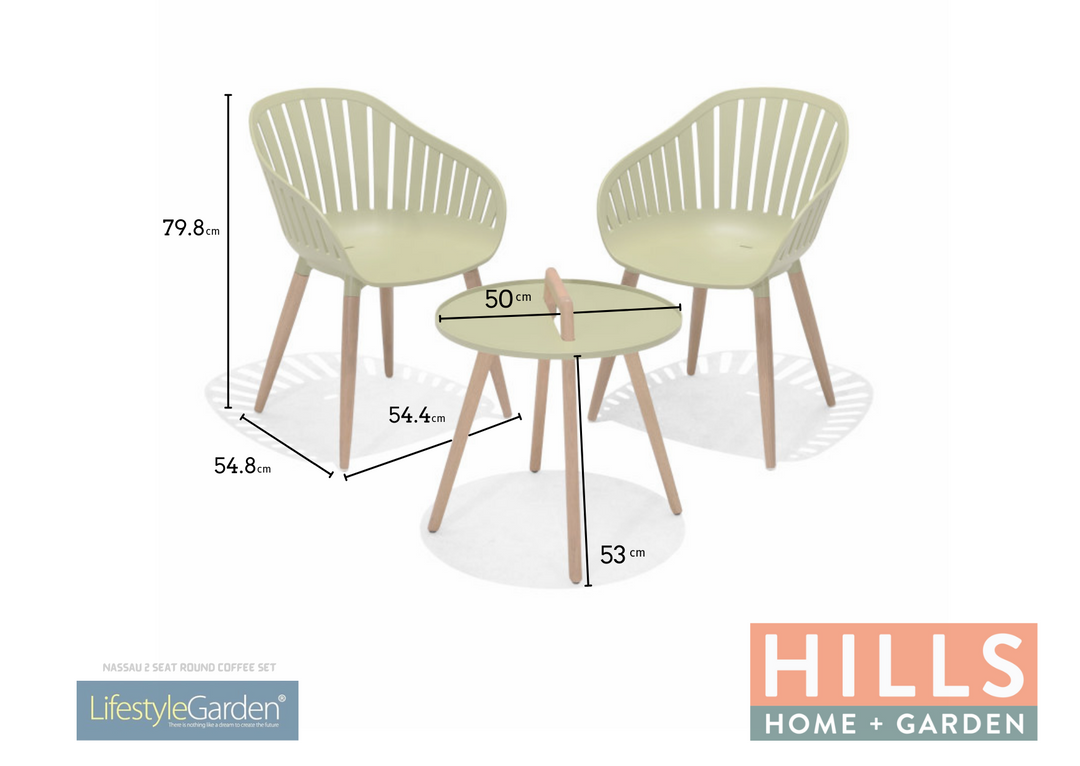Lifestyle Garden Nassau 2 Seater Round Coffee Set - Green