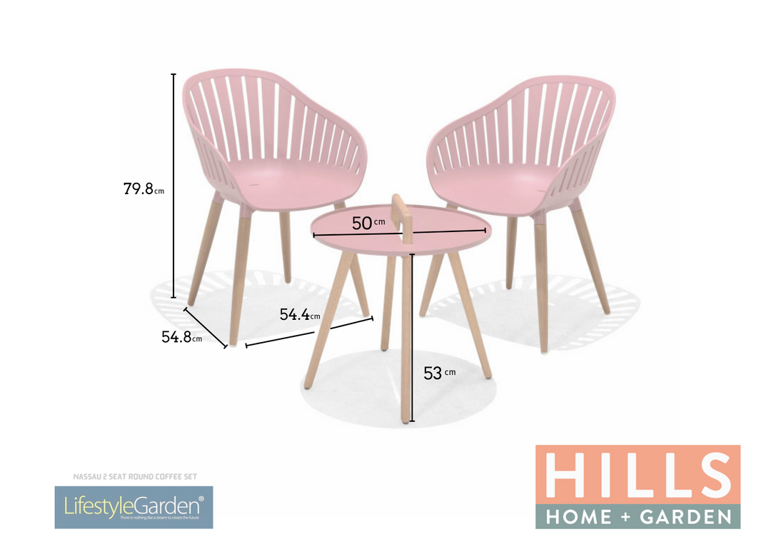Lifestyle Garden Nassau 2 Seater Round Coffee Set - Pink