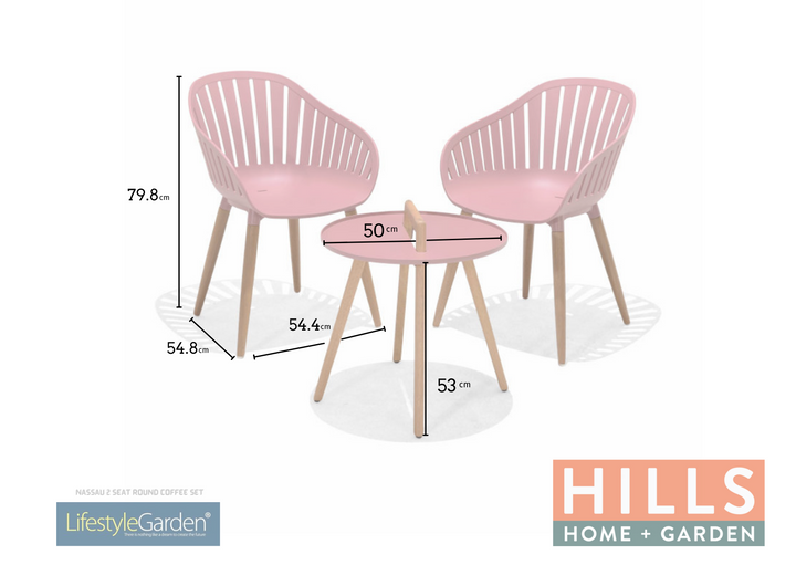 Nassau 2 Seater Round Coffee Set - Pink by Lifestyle Garden