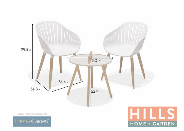 Lifestyle Garden Nassau 2 Seater Round Coffee Set - White