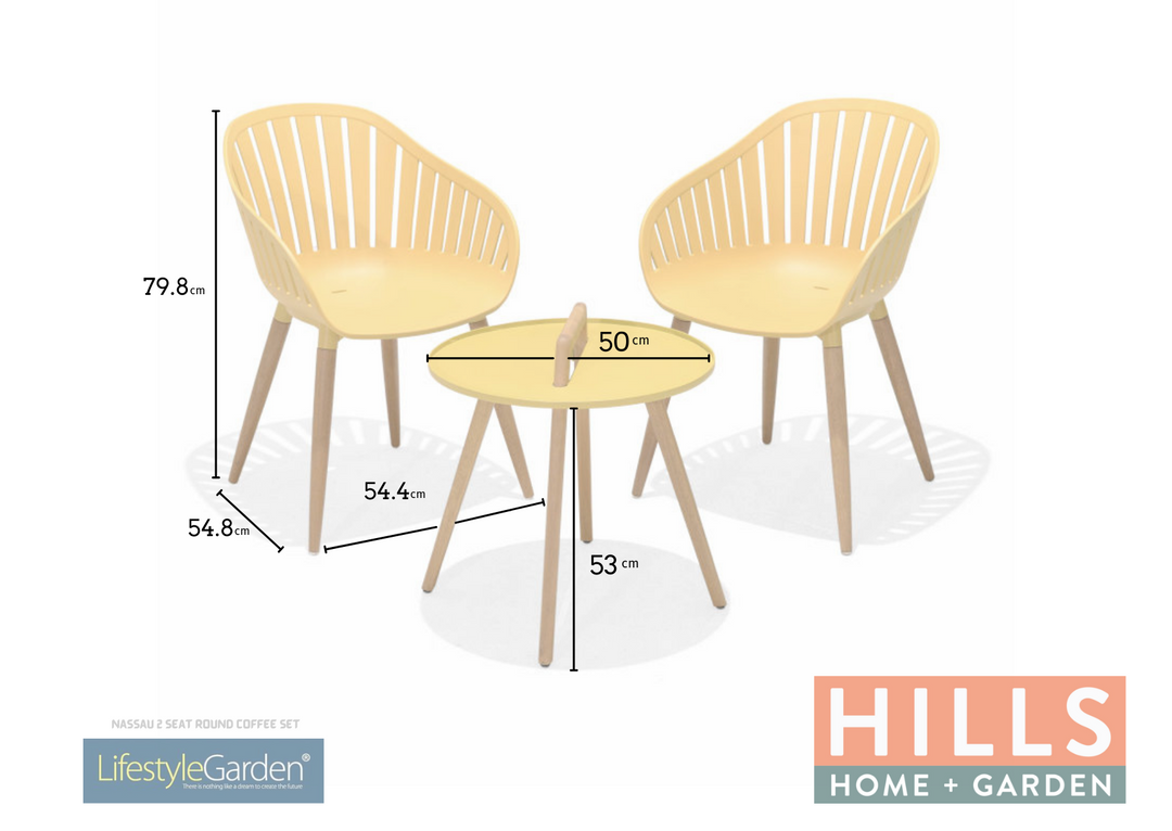 Lifestyle Garden Nassau 2 Seater Round Coffee Set - Yellow