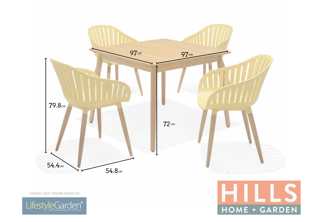 Lifestyle Garden Nassau 4 Seat Square Dining Set - Yellow
