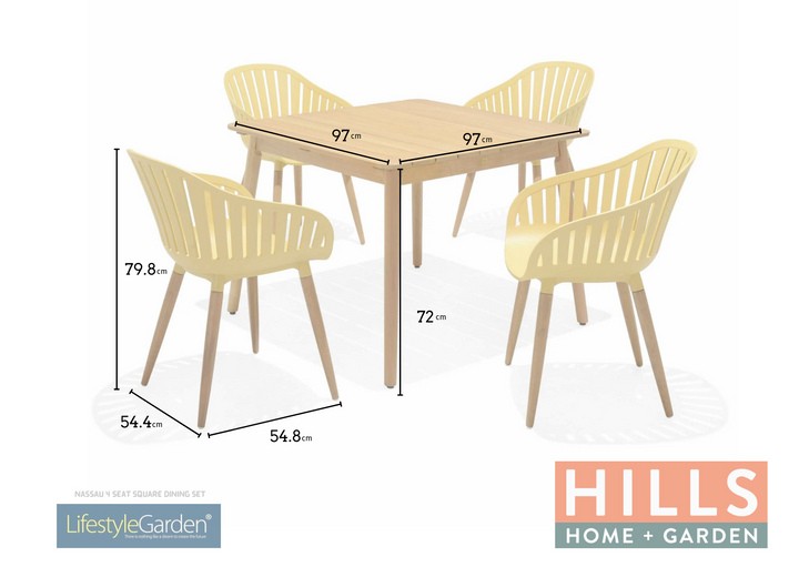 Lifestyle Garden Nassau 4 Seat Square Dining Set - Yellow